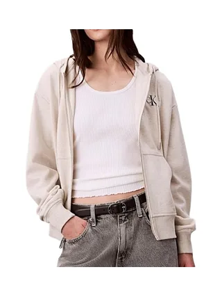 Sweat Zippé Gris Femme Calvin Klein Jeans Monologo French 1