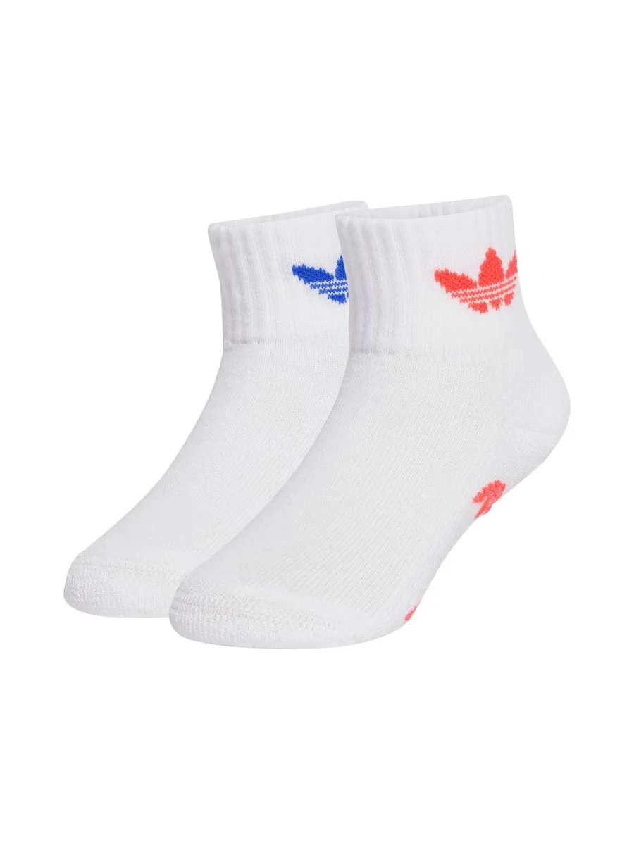 Lot de deux Paires de socquettes Blanches/Bleu/Orange Enfant Adidas Ant Slip 2