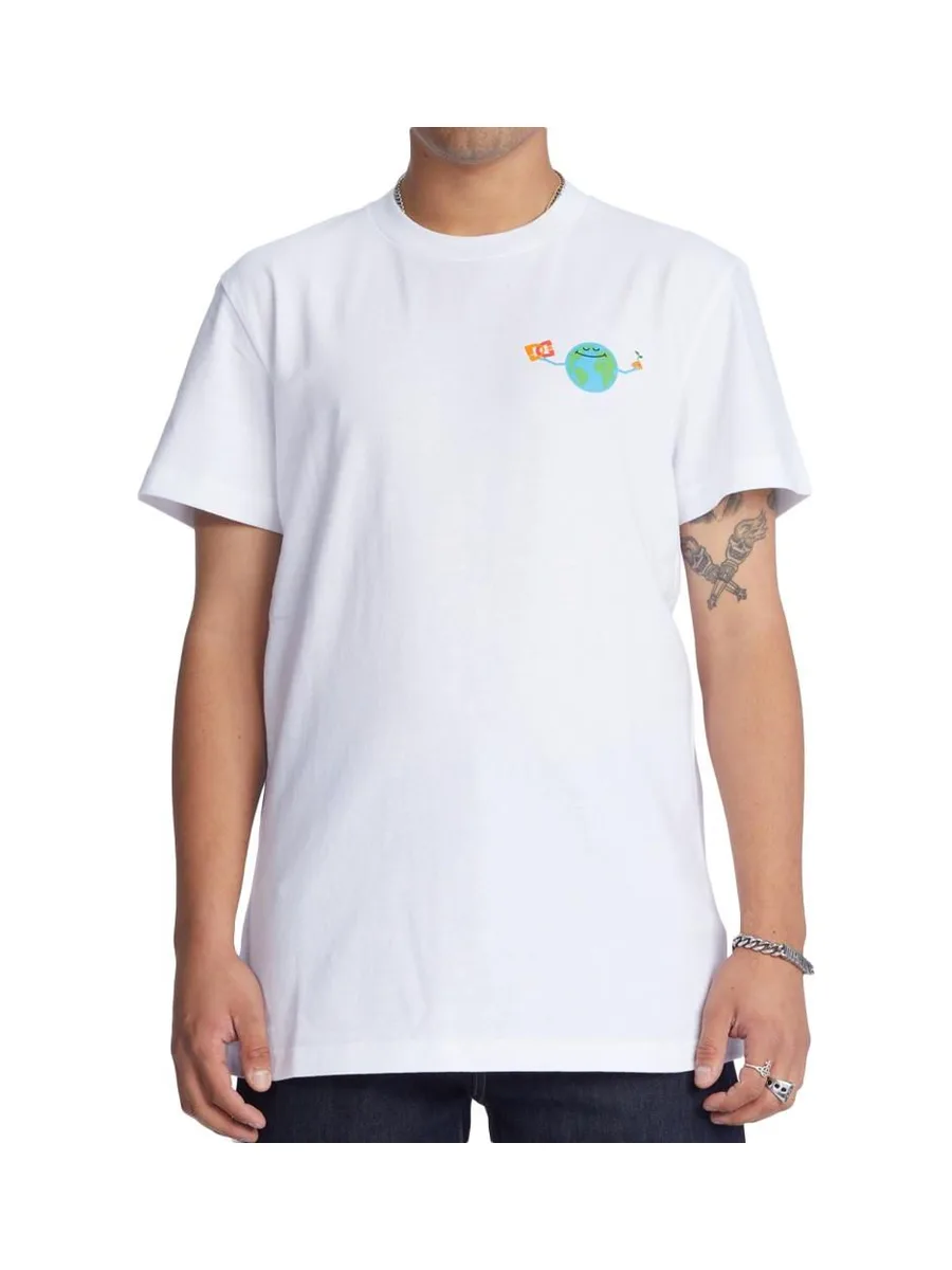 T-Shirt Blanc Homme Dc shoes Our World 1