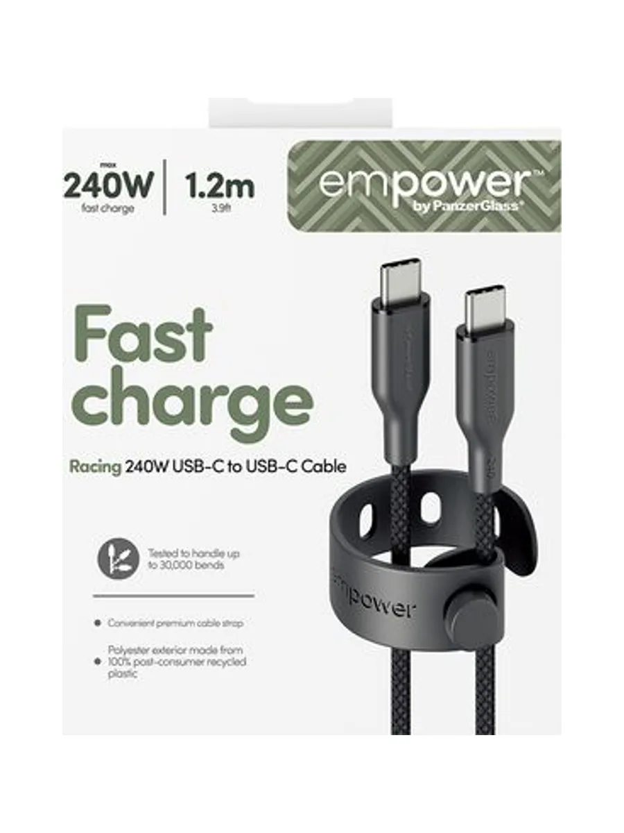 PanzerGlass empower™ by ® Racing 240W USB-C to USB-C Cable | USB 2.0 | 1.2M | Space Black USB cable 3