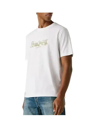 T-Shirt Blanc/Kaki Homme Pepe jeans Pjl M Nd 1