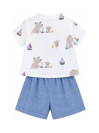 Ensemble Blanc/Bleu/Gris Bébé P'tit Mome Paolo 2