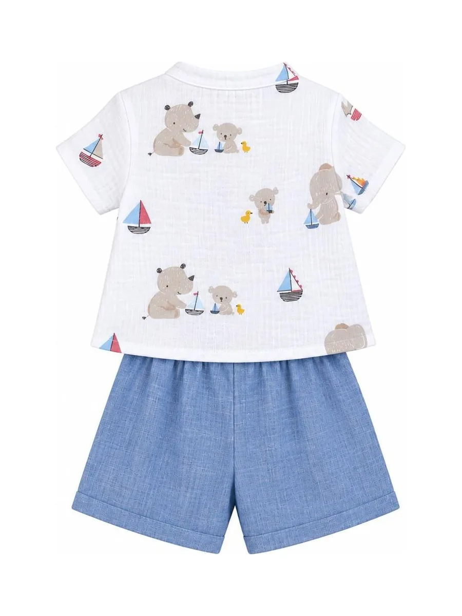 Ensemble Blanc/Bleu/Gris Bébé P'tit Mome Paolo 3