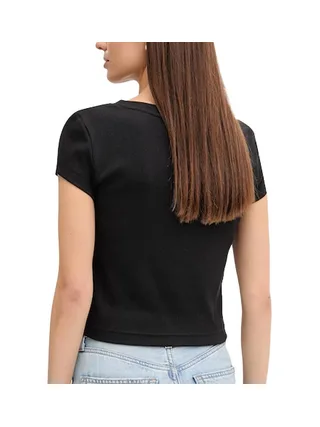 T-Shirt Noir Femme Calvin Klein Jeans Label Ri-cloud 2