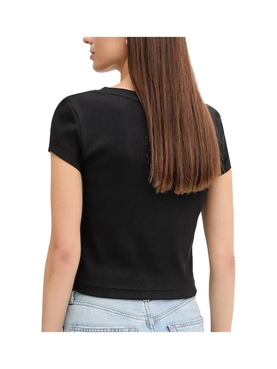 T-Shirt Noir Femme Calvin Klein Jeans Label Ri-cloud 3