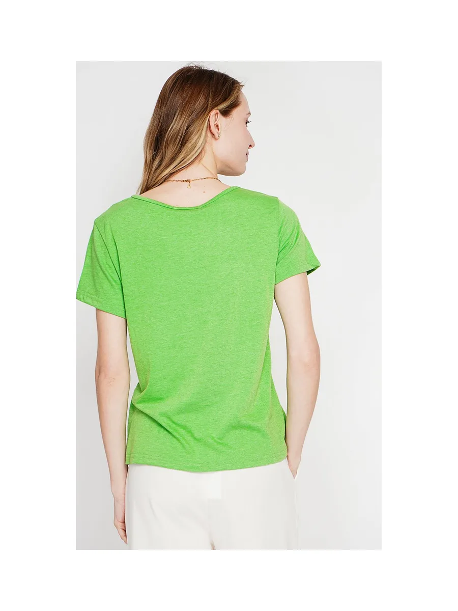 T-shirt col rond manches court dentelle 11