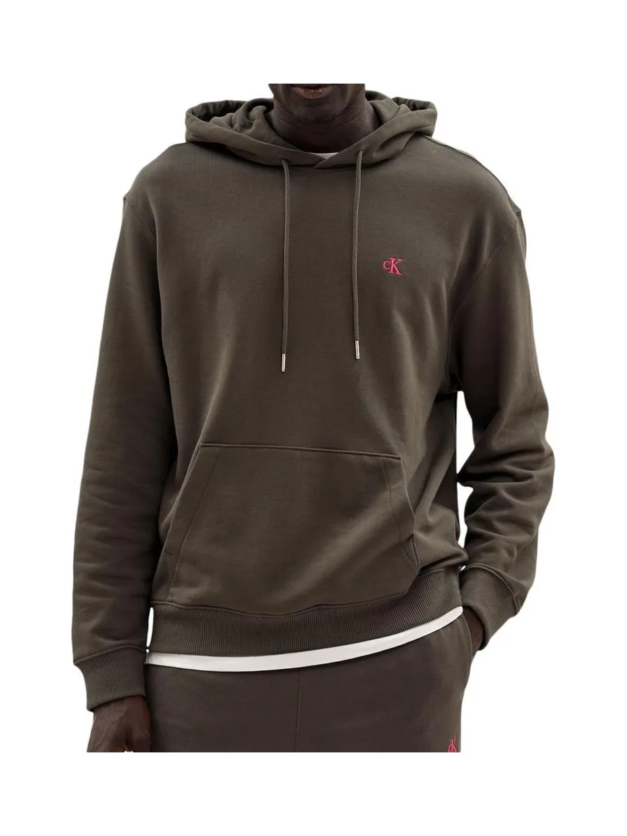 Sweat à Capuche Marron Homme Calvin Klein Jeans 350 Terry Monog 1
