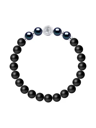 Bracelet Véritables Perles d'Eau Douce Semi-Rondes 8-9 mm — Argent 925 Millièmes — 22 cm — Homme 1