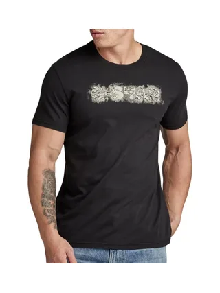 T-shirt Noir Homme G-Star Raw Distressed Logo 1