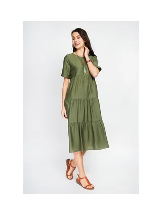 Robe longue coupe babydoll à manches courtes 3