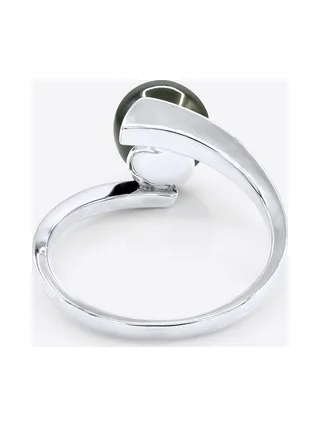 Bague Jonc Véritable Perle de Tahiti Ronde 7-8 mm — Argent 925 Millièmes Rhodié 5