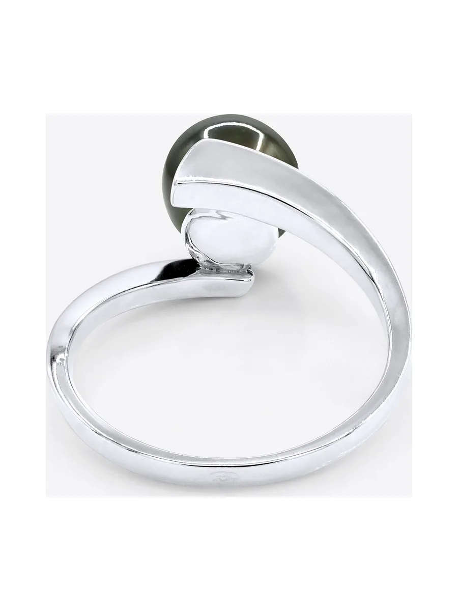 Bague Jonc Véritable Perle de Tahiti Ronde 7-8 mm — Argent 925 Millièmes Rhodié 5
