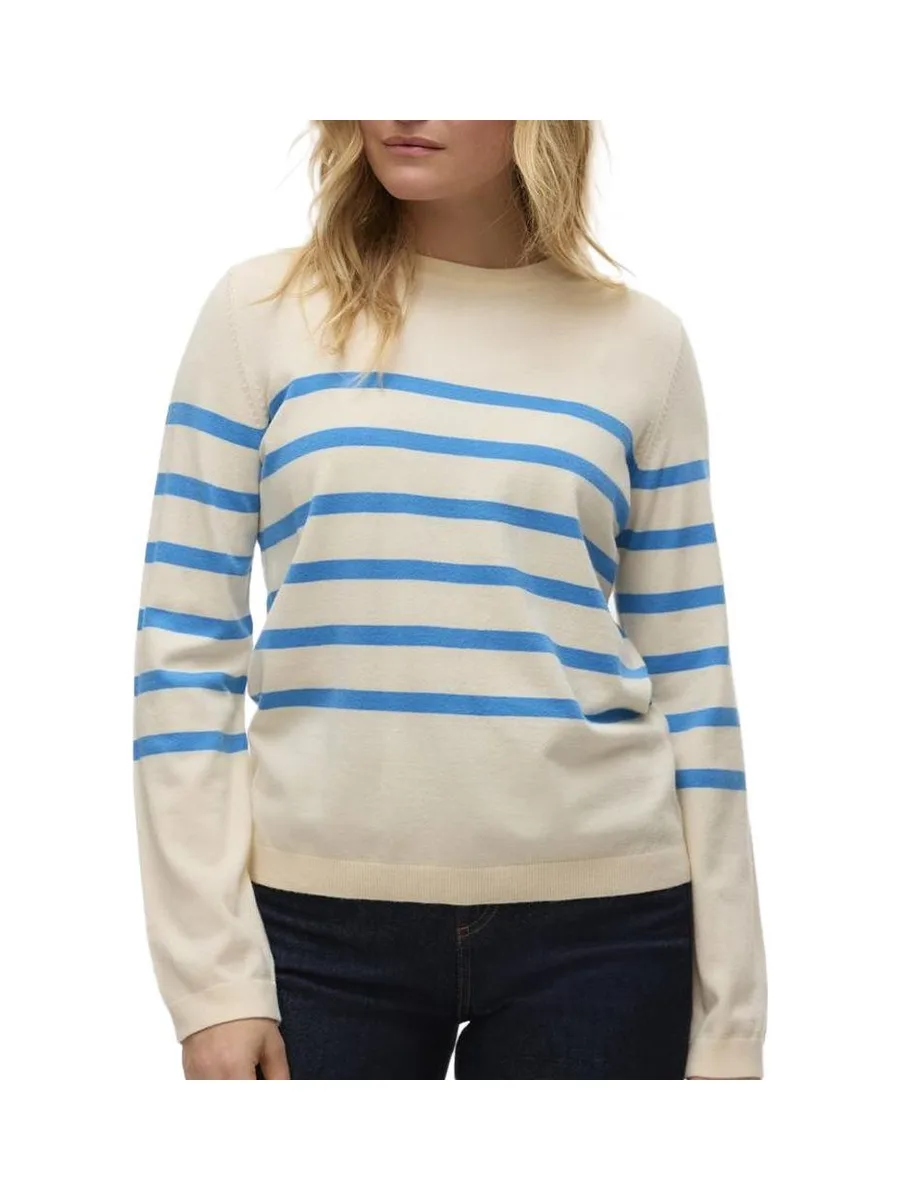 Pull Ecru/Bleu Femme Vero Moda Saba 2