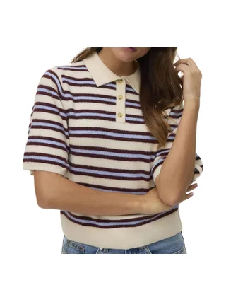Pull Beige/Bleu/Bordeaux Femme Vero Moda Vmocanna 1