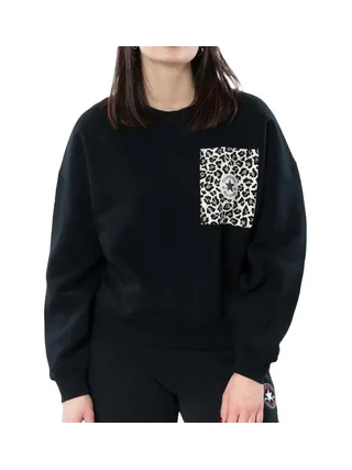 Sweat Noir Femme Converse Leopard 1