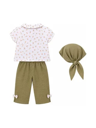 Ensemble Blanc/Kaki Fille P'tit Mome Iris 2