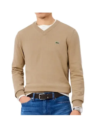 Pull Col V Beige Homme Lacoste AH1951 1