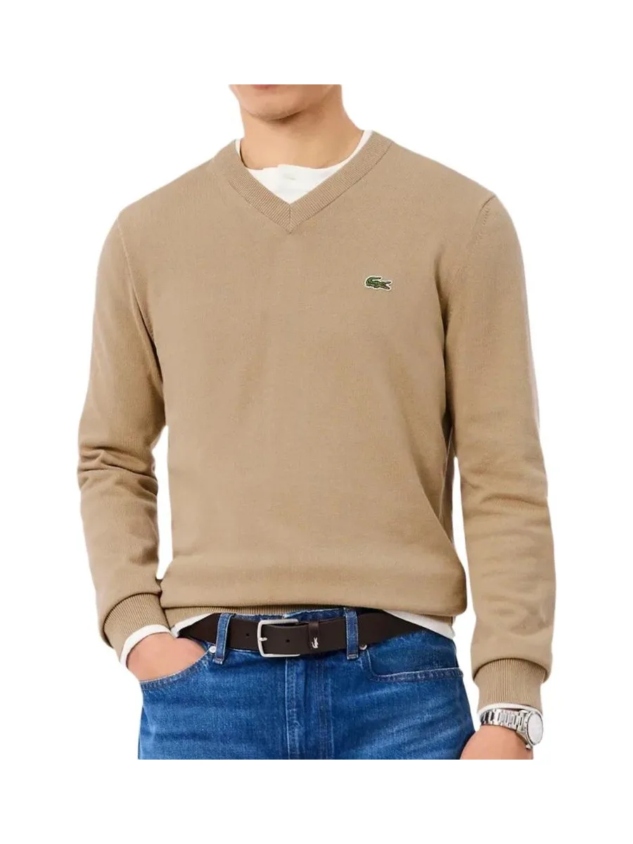 Pull Col V Beige Homme Lacoste AH1951 2