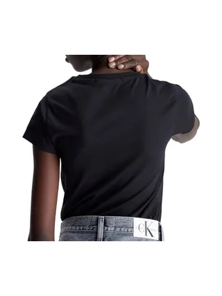 T-shirt Noir Femme Calvin Klein Jeans Diffused Box Fitted 2
