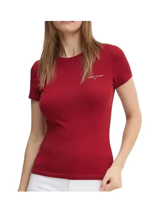 T-shirt Rouge Femme Tommy Hilfiger Slim Linear 1