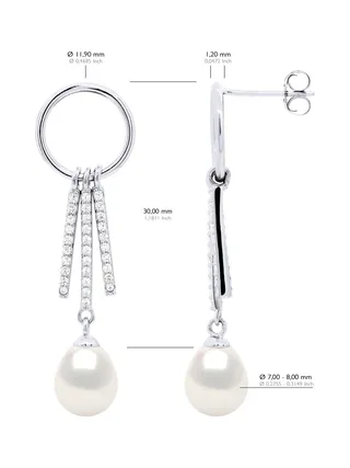 Boucles d'Oreilles Véritable Perle d'Eau Douce Poire 7-8 mm — Argent 925 Millièmes Rhodié 2