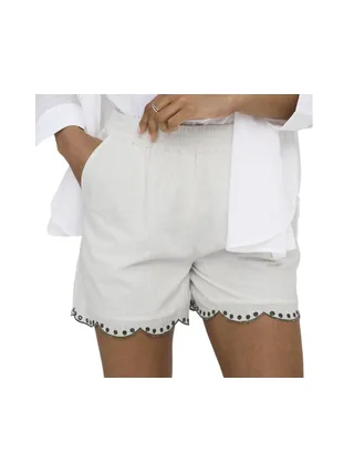Short en tissu brodé Blanc/Kaki Femme taille haute JDY Palma 1