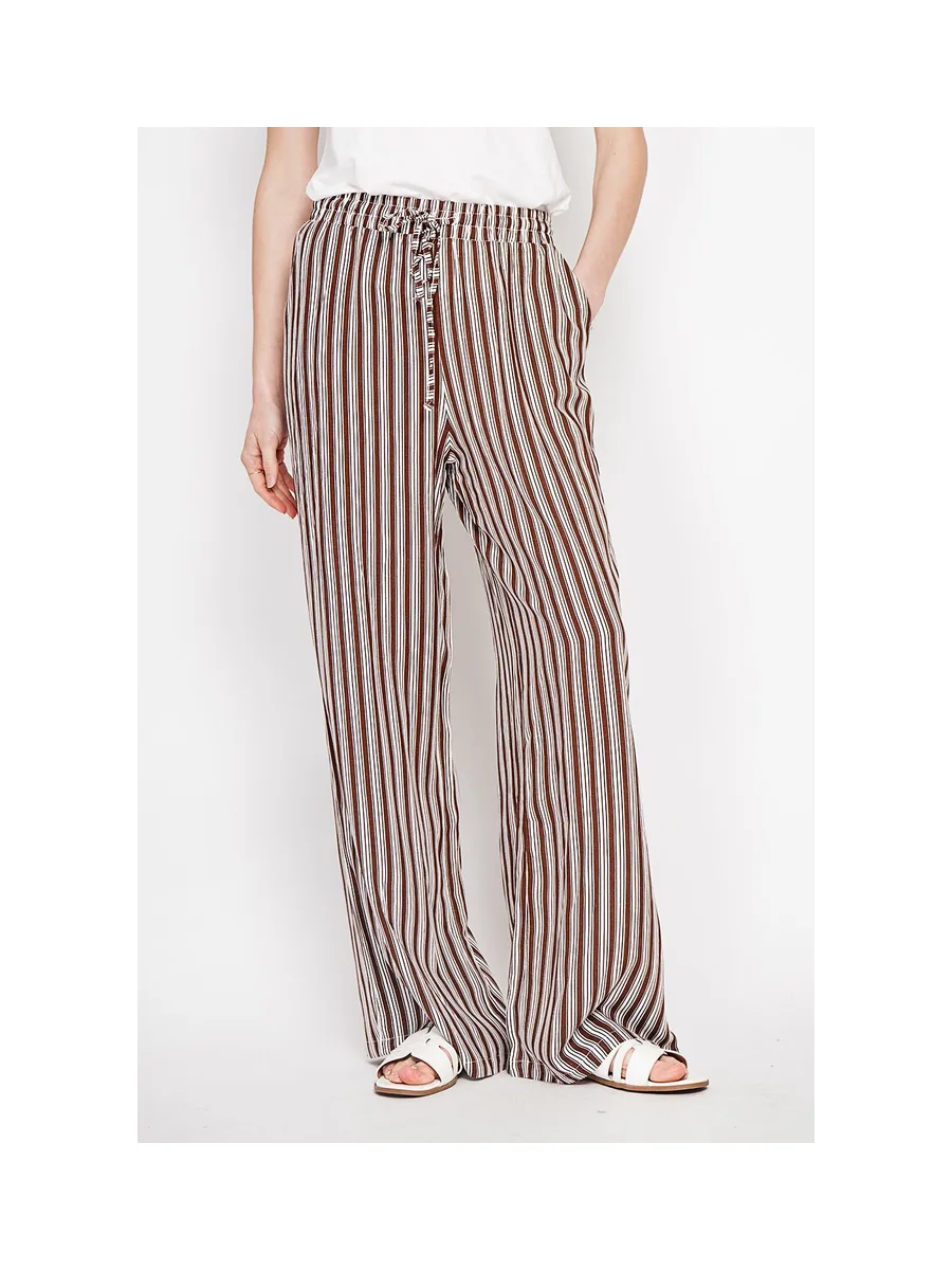 Pantalon taille haute à rayure avec cordons de serrage avec poches 9