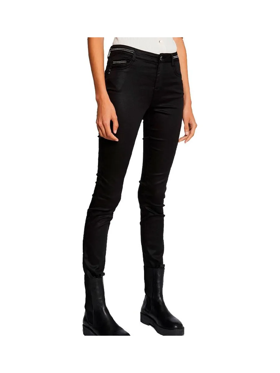 Pantalon Slim Noir enduit Femme Morgan Palona 2