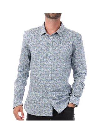 Chemise Bleu Fleuris Homme Teddy Smith Carton Strectch 1