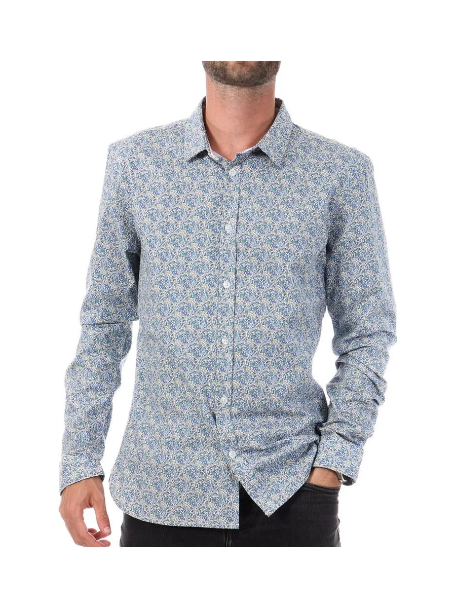 Chemise Bleu Fleuris Homme Teddy Smith Carton Strectch 2