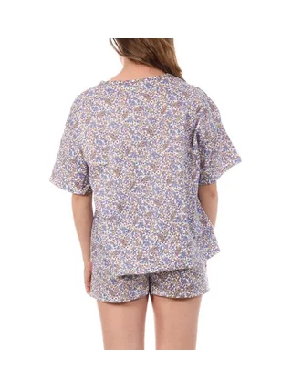 Pyjama Blanc/Rouge/Bleu Femme Lulu Castagnette Fleurs 2