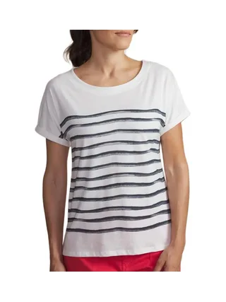 T-Shirt Blanc/Marine Femme TBS OXANATEE 1