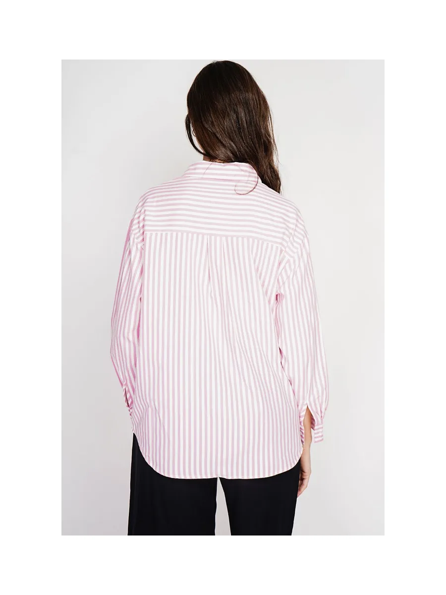 Chemise longue coupe oversize Poche poitrine à manches longues à reyure 16