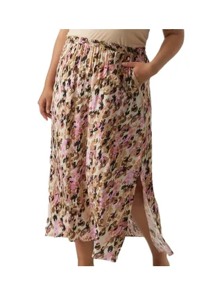Jupe Longues Imprimé Beige/Rose Femme Vero CURVE Moda Measy 1