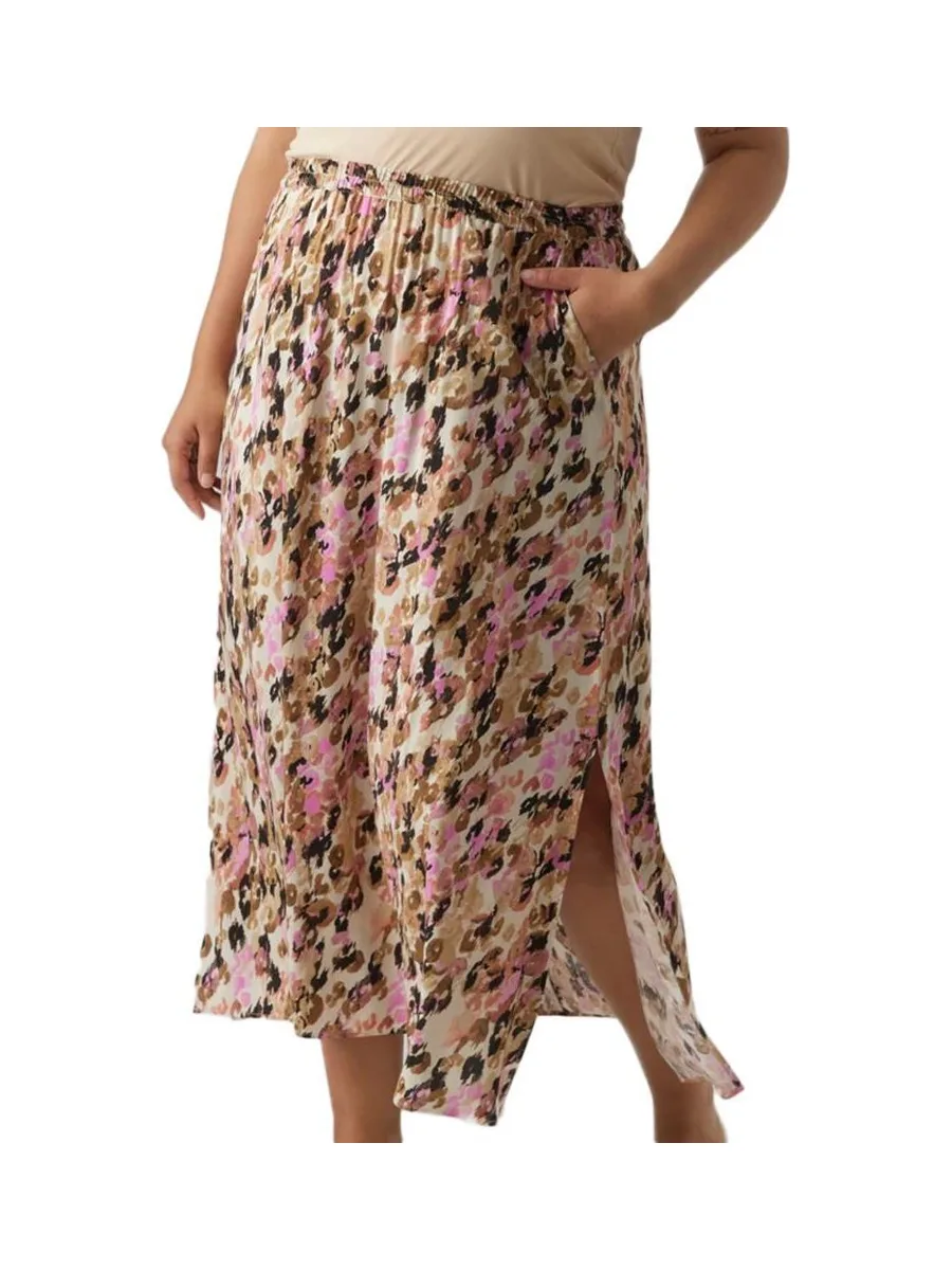 Jupe Longues Imprimé Beige/Rose Femme Vero CURVE Moda Measy 2