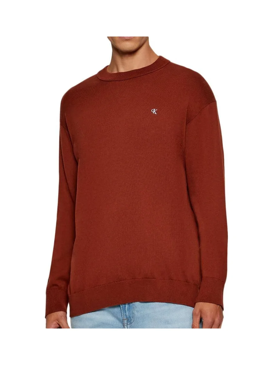 Sweat Rouge Homme Calvin Klein Jeans Eu Ls Cotton Relaxed 2
