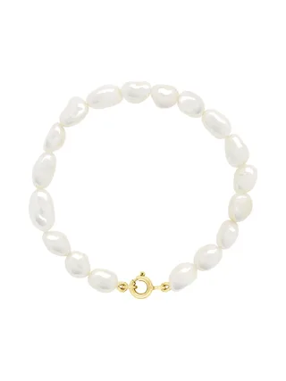 Bracelet Véritables Perles d'Eau Douce Baroques 6-7 mm — Or Jaune 375 Millièmes — 18 cm 1