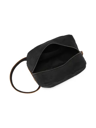 TONY - Trousse de toilette en cuir véritable et toile enduite - Bleu 30