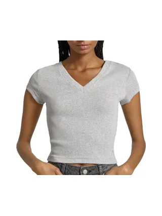 T-Shirt Gris Femme Calvin Klein Jeans Label Ri-cloud 1
