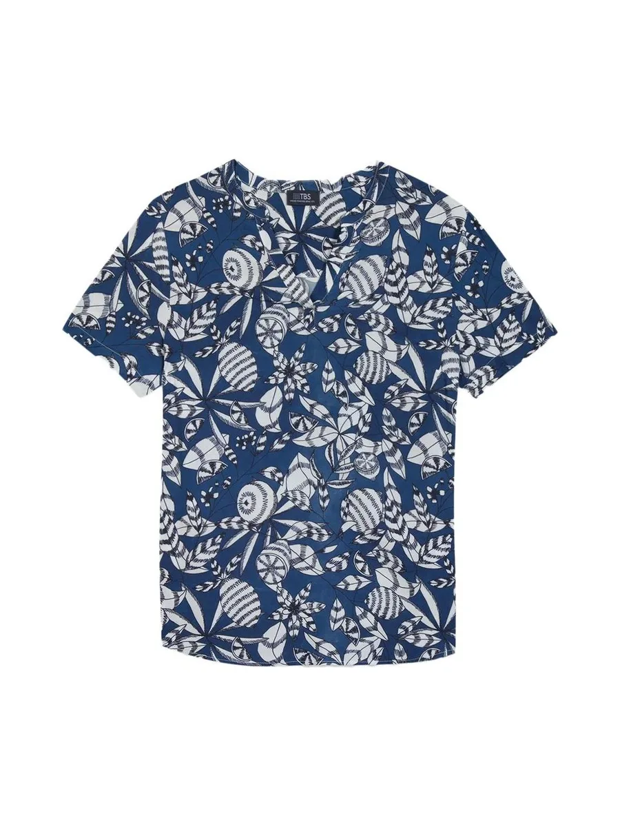 Blouse Marine à Fleurs Femme TBS JANIEMIS 1