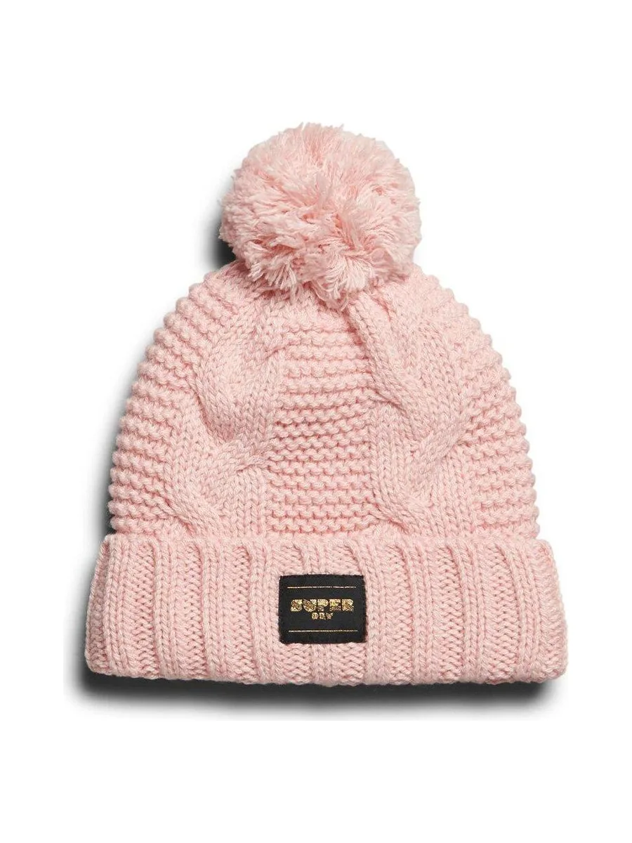 Bonnet Rose Femme Superdry Cable Knit Beanie 2