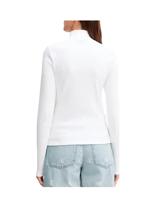 T-Shirt Col Roulé Blanc Femme Calvin Klein Jeans Label 2