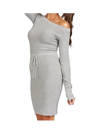 Robe Pull Grise Femme Guess Off Shoulder 1