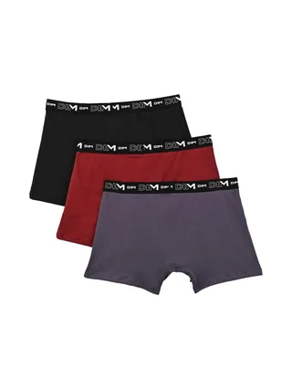 X3 Boxers Noir/Rouge/Violet Homme Dim Coton Stretch - Taille 2