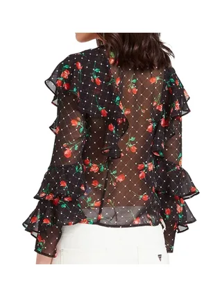 Blouse Noir à fleurs Femme Guess Rose 2