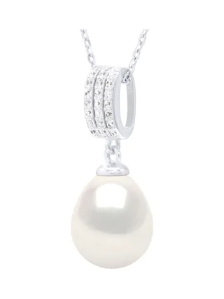 Collier Maille Forçat Véritables Perles d'Eau Douce 9 mm — Argent 925 Millièmes Rhodié — 42 cm 1