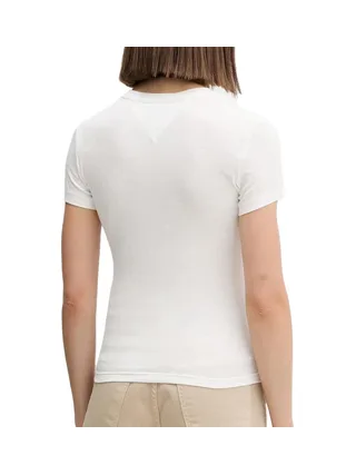T-Shirt Slim Blanc Femme Tommy Hilfiger Logo 2
