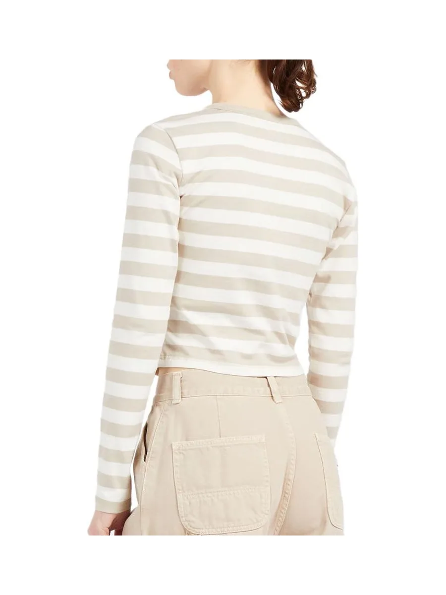 T-Shirt Manches Longues Beige Femme Converse Chevron 3