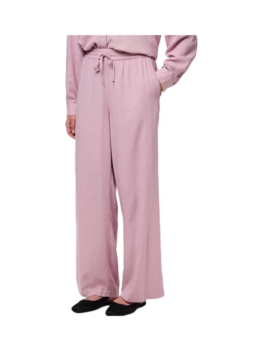 Pantalon fluide Rose Femme Pieces Wide 2