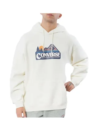 Sweat à Capuche Blanc Homme Converse Elevated Logo Graphic 1